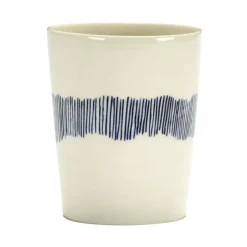 Serax Feast by Ottolenghi theekop 330 ml aardewerk White + Swirl-Stripes Blue