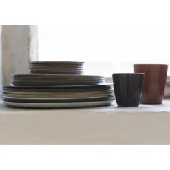 Serax Terres de Rêves schotel voor koffiekop 8 cm stone ware ø 13,5 cm h 1,2 cm - smokey blue