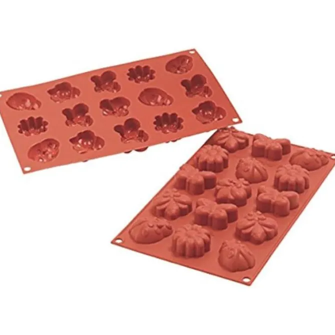 Silikomart bakmat 15 bloemen en beestjes silicone