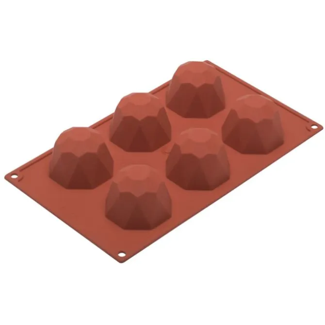 Silikomart bakvorm 6 diamanten ø 6,8 cm silicone bruin