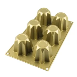Silikomart bakvorm 6 pandoro ø 7,5 cm siliconen goud