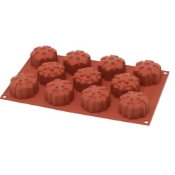 Silikomart bakvorm 11 sneeuwvlokken silicone bruin