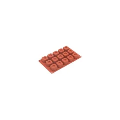 Silikomart bakvorm 15 vierkante savarins 4,8 cm silicone bruin
