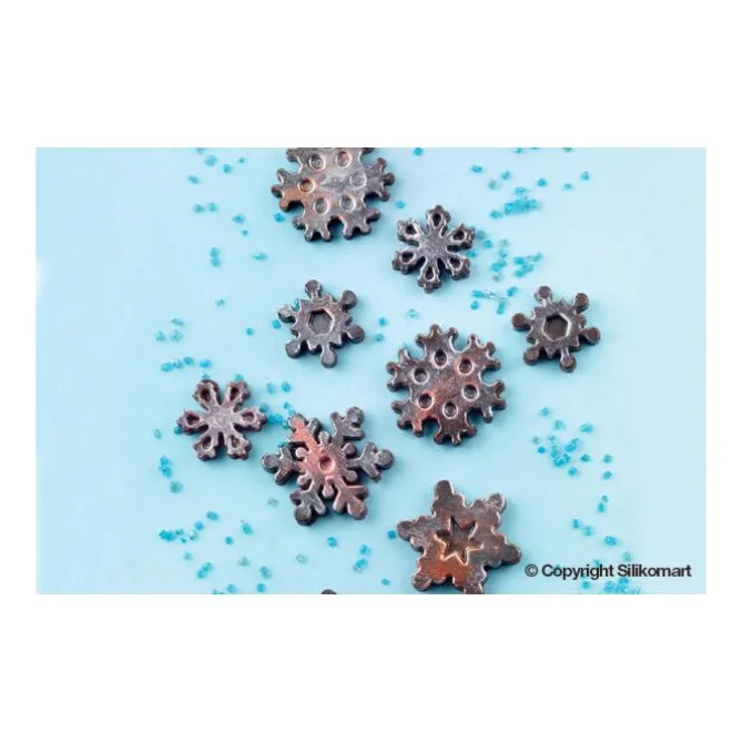 Silikomart EasyChoc Choco Frozen bonbonvorm 14 sneeuwvlokken silicone bruin