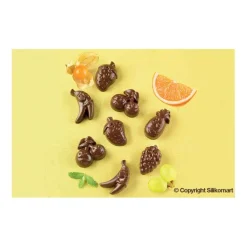 Silikomart EasyChoc Choco Fruits bonbonvorm 15 vormen silicone bruin