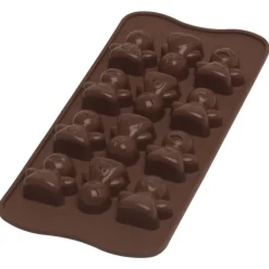 Silikomart EasyChoc Moods bonbonvorm 12 poppetjes silicone bruin