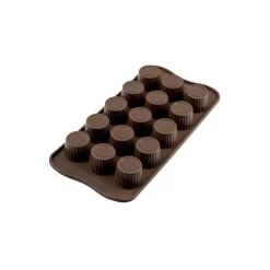 Silikomart EasyChoc Praline bonbonvorm 15 cilinders ø 3 cm silicone bruin