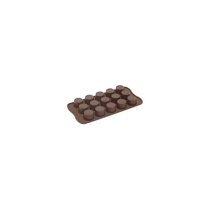 Silikomart EasyChoc Praline bonbonvorm 15 cilinders ø 3 cm silicone bruin