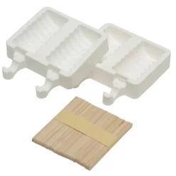 Silikomart Easy cream 'Tango' ijsmallen met stokjes silicone hout wit