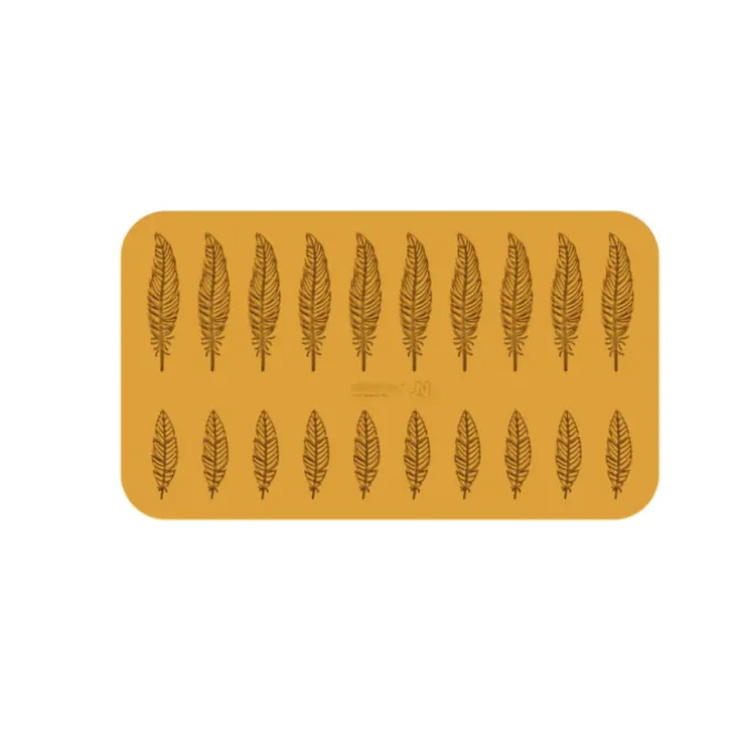 Silikomart Piuma 2 soorten decoratieveertjes silicone geel