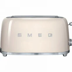 Smeg 50's style broodrooster lang 2 sleuven staal crème