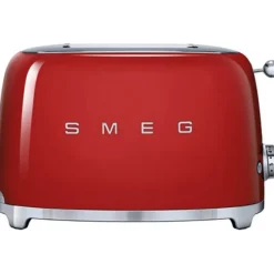 Smeg 50's style broodrooster lang 2 sleuven staal rood