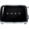 Smeg 50's style broodrooster 2 sleuven staal zwart