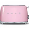 Smeg 50's style broodrooster 2 sleuven staal roze