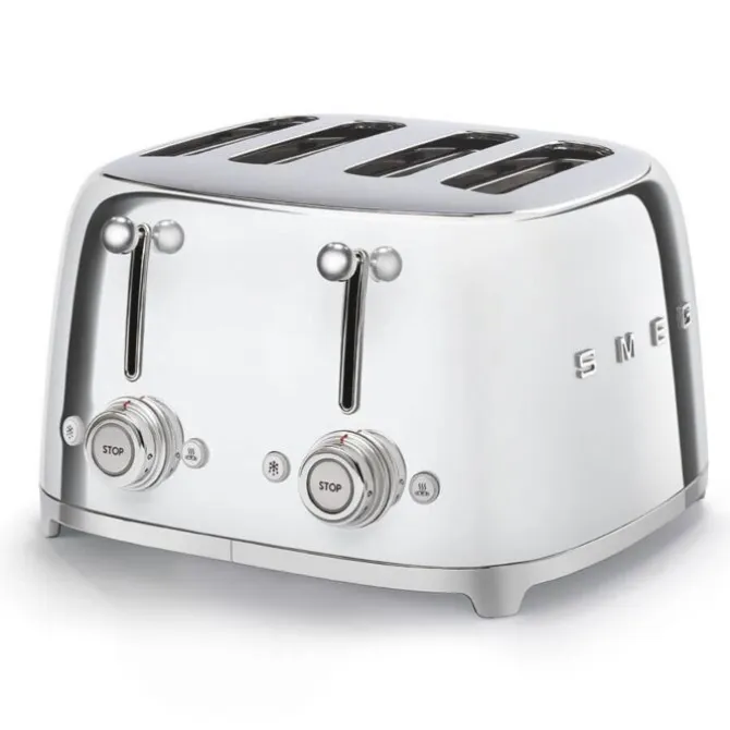 Smeg 50's style broodrooster 4 sleuven staal chroom