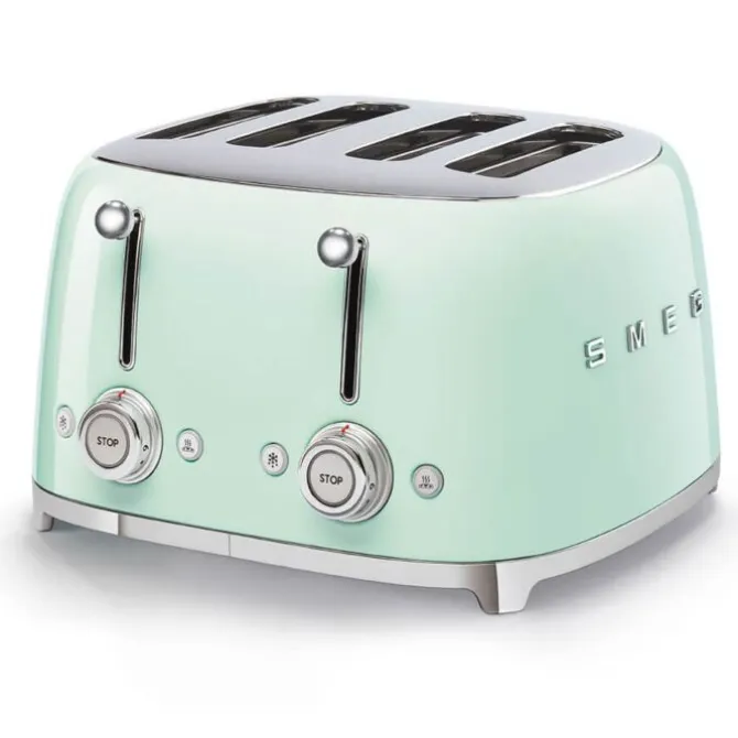 Smeg 50's style broodrooster 4 sleuven staal watergroen
