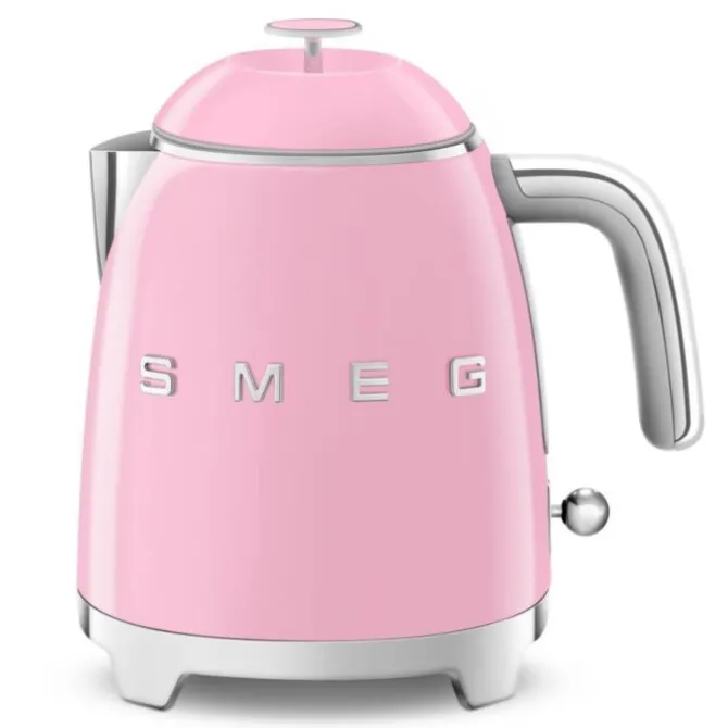 Smeg 50's style mini waterkoker 800 ml staal roze