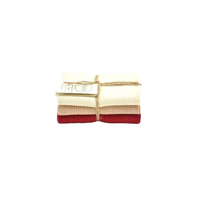 Solwang Design vaatdoekjes 25 x 25 cm katoen Nature/Nougat/Deep Red 3 stuks