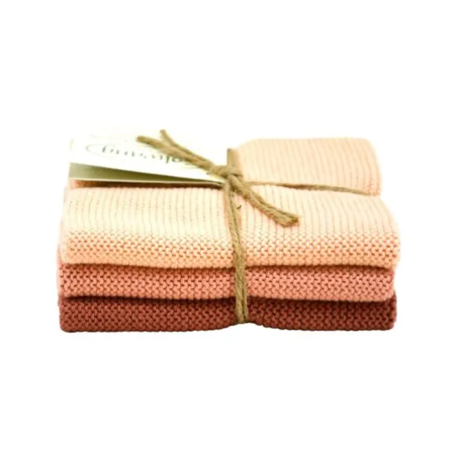 Solwang Design vaatdoekjes 25 x 25 cm katoen Peach 3 stuks