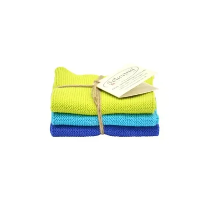 Solwang Design vaatdoekjes 25 x 25 cm katoen Lime/Pink/Turquoise 3-delig