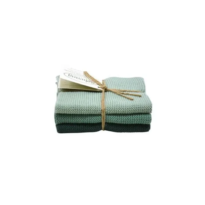 Solwang Design vaatdoekjes 25 x 25 cm katoen Rustic Green 3 stuks