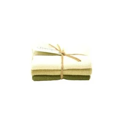 Solwang Design vaatdoekjes 25 x 25 cm katoen Nature/Olive 3 stuks