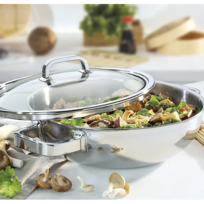 Spring Finesse2+ wok met glasdeksel ø 30 cm rvs