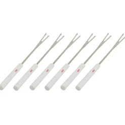 Spring fonduevork 26 cm kunststof wit 6 stuks