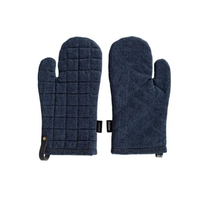 Tiseco Denim ovenwant 18 x 32 cm katoen blauw 2 stuks