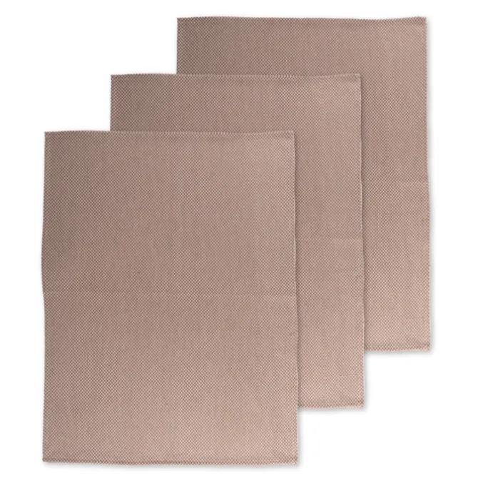 Tiseco Dobby theedoek 51 x 71 cm katoen cognac 3 stuks