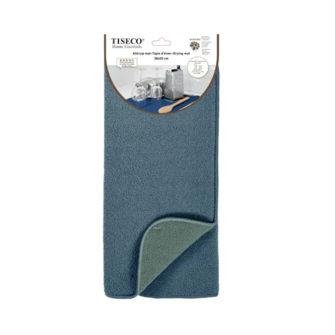Tiseco Essential afdruipmat 38 x 50 cm polyester stone blue