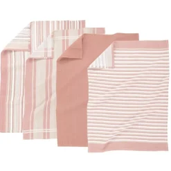 Tiseco Multilines theedoek 50 x 70 cm katoen pink 4 stuks