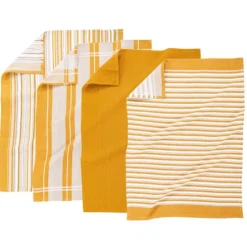 Tiseco Multilines theedoek 50 x 70 cm katoen camel 4 stuks