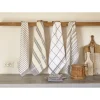 Tiseco Multilines theedoek 50 x 70 cm katoen taupe 4 stuks