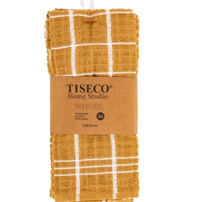 Tiseco Oman vaatdoek 32 x 35 cm katoen camel 6 stuks