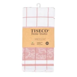 Tiseco Pharao Arabesque theedoek 50 x 70 katoen pink 3 stuks