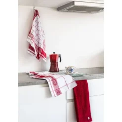 Tiseco Pharao Arabesque theedoek 50 x 70 katoen red 3 stuks
