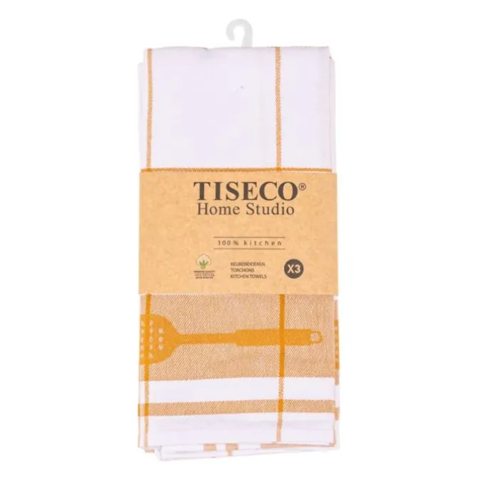 Tiseco Pharao Utensils theedoek 50 x 70 cm katoen camel 3 stuks