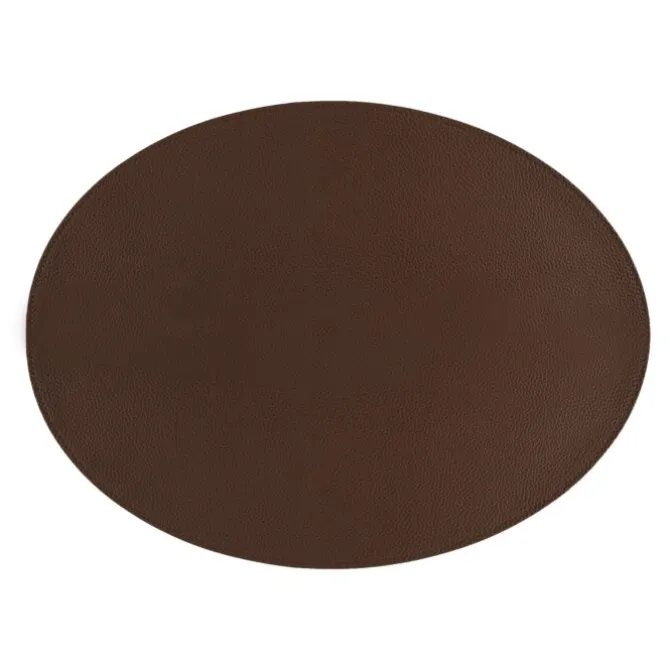 Tiseco Trudo placemat ovaal 33 x 45 cm vegan leer dark brown