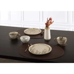 Tiseco Trudo placemat ovaal 33 x 45 cm vegan leer dark brown