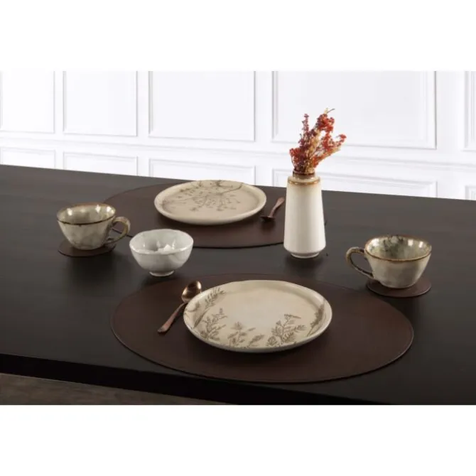 Tiseco Trudo placemat ovaal 33 x 45 cm vegan leer dark brown