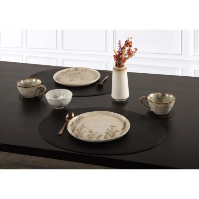 Tiseco Trudo placemat ovaal 33 x 45 cm vegan leer zwart