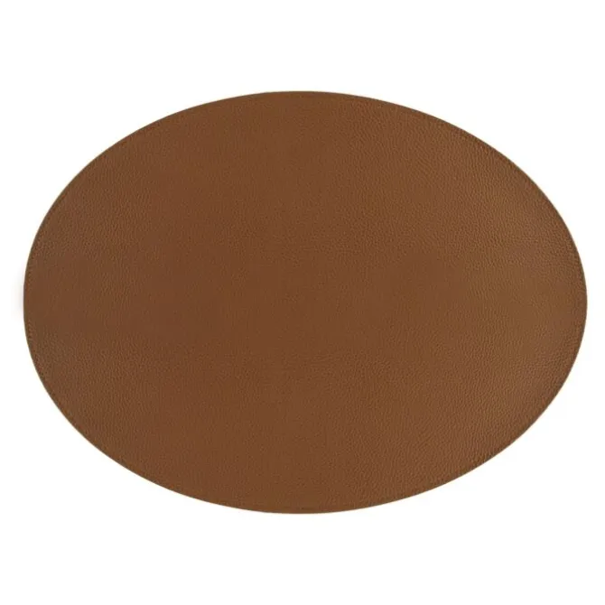 Tiseco Trudo placemat ovaal 33 x 45 cm vegan leer light brown