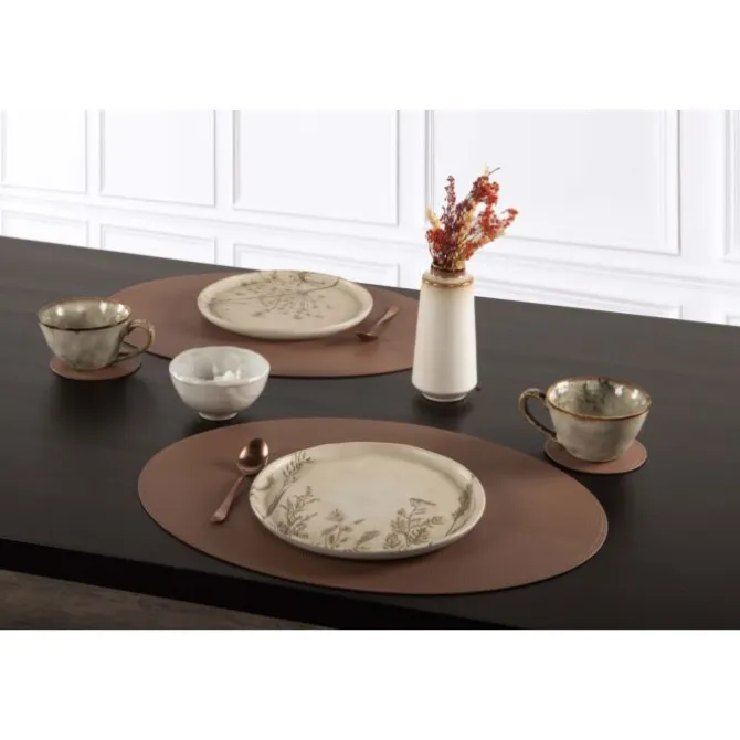 Tiseco Trudo placemat ovaal 33 x 45 cm vegan leer chocolat