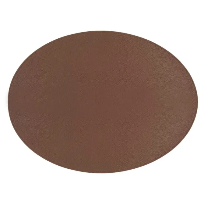 Tiseco Trudo placemat ovaal 33 x 45 cm vegan leer chocolat
