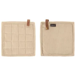 Tiseco Velmar pannenlap 20 x 20 cm katoen beige 2 stuks