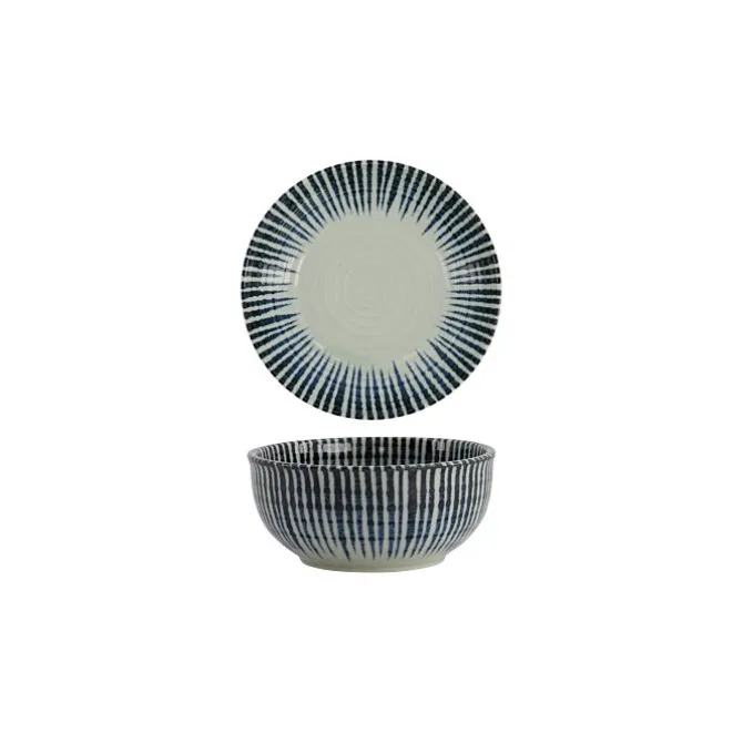 Tokyo design Shin Tokusa kom ø 10,7 cm keramiek crème blauw gestreept