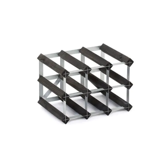 Traditional Wine Rack Co. wijnrek voor 9 flessen 32,4 x 22,8 cm verbrande eik bruin