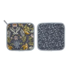 Ulster Weavers Finch & Flower pannenlap katoen blauw