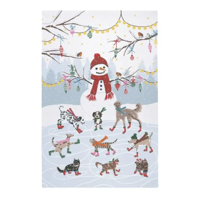 Ulster Weavers Ice Skating Cats And Dogs theedoek katoen